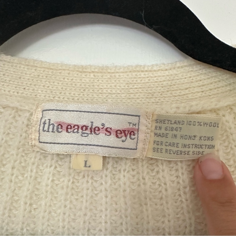 Vintage Shetland Wool Knit V Neck Button Cardigan Womens Large - Picture 2 of 5